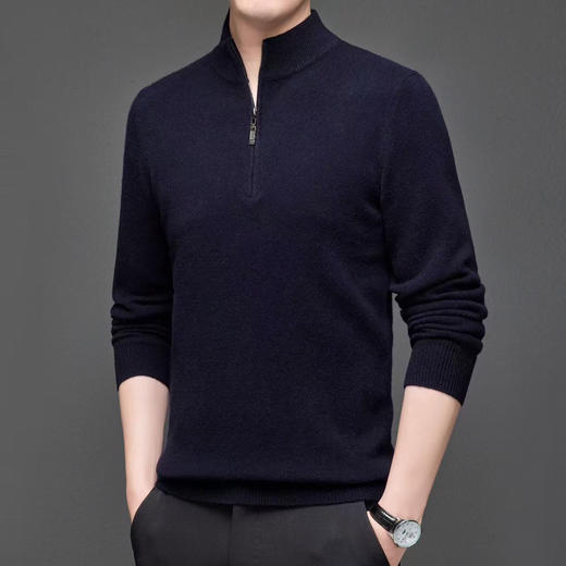 BWA10525 男士半拉链纯羊绒羊毛衫 商品图7