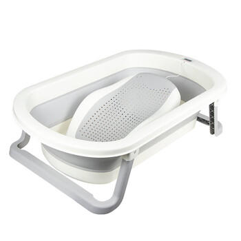 日康（rikang）婴儿洗澡盆 折叠盆宝宝电子感温坐浴盆带浴床RK-X1044-2 灰色 商品图3