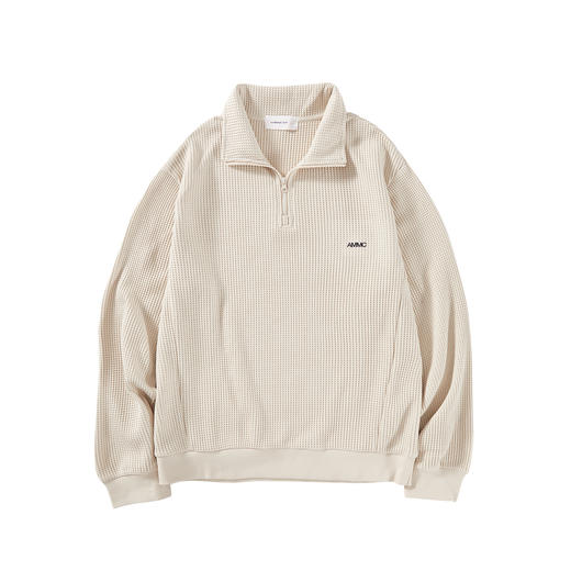 a minimal club刺绣logo华夫格半拉链卫衣翻领长袖半开襟AM59ST15 商品图6