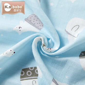 喜亲宝新生儿包巾夏季宝宝产房薄纱布包单喂奶巾90*90cm纱布蓝色（薄） 商品图6