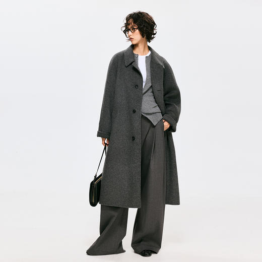棉仓3671023002-【总裁大衣】双面呢羊毛羊绒大衣中长款宽松毛呢外套 商品图3