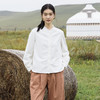 绽放705朵/纯棉绒感法式立领木耳边长袖衬衫女V领宽松小衫冬新款 商品缩略图1