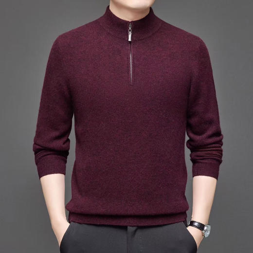 BWA10525 男士半拉链纯羊绒羊毛衫 商品图6