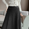 QYM M268-Y毛呢半身裙高腰A字裙厚款大摆长裙 商品缩略图3