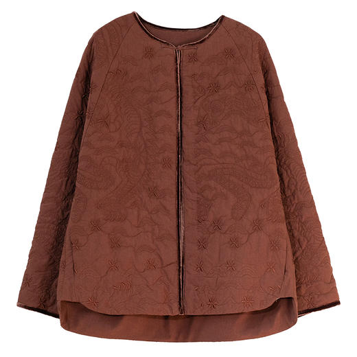 牧衣游原创 虎与花绗缝机绣60支棉衣外套宽松复古文艺棉服 云间客 商品图4