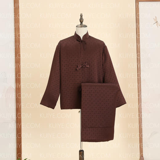 【福天华】高档寿服男棉套“一路万福”（咖色，藏蓝色）百年工艺传统寿衣 商品图0