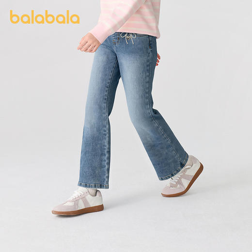 【商场同款】巴拉巴拉儿童裤子女童冬加绒牛仔长裤2025新款喇叭裤 商品图2