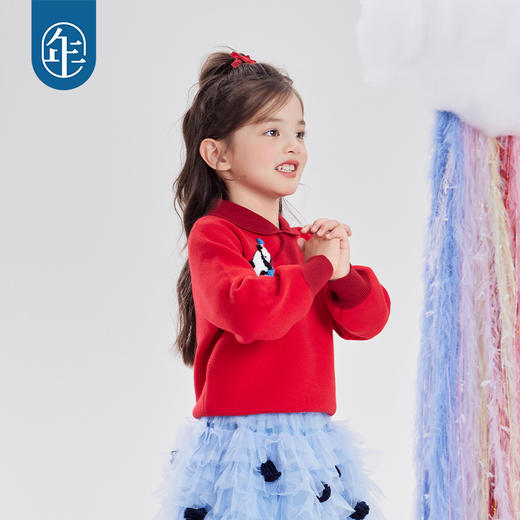 年衣童装女童毛衣儿童25秋冬新款中式甜美套头盼达啵啵毛衣 商品图4