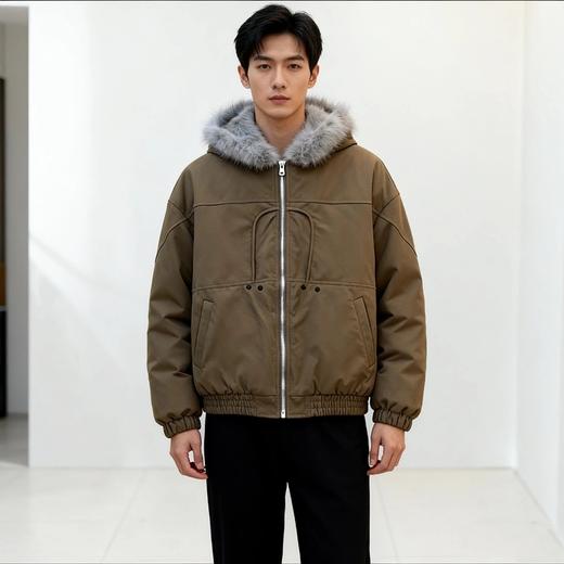 【毛领柔滑密实 保暖堪比羽绒服 宽松版型】Schenvega情侣款仿水貂毛领派克服棉服（E72-SG-552） 商品图0