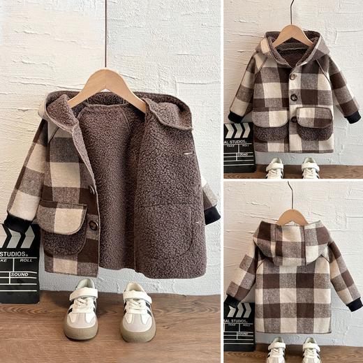 39.9元秒！🔥【喜林贝尔 连帽格子外套】暖到心坎里👋🏻内里加绒，非常柔软保暖又厚实⚡️ 无惧寒冷持续保暖 减少热量流失 商品图4