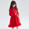 笛莎Deesha 2025冬季女童甜美木耳边网纱拼接加厚针织连衣裙 商品缩略图2