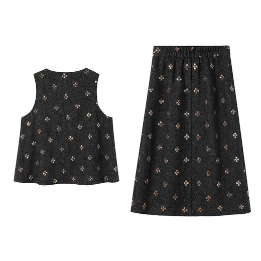 奢姿大码女装2025秋季减龄蝴蝶结亮片时尚两件套胖妹妹小香风套装9954953895A 商品图1