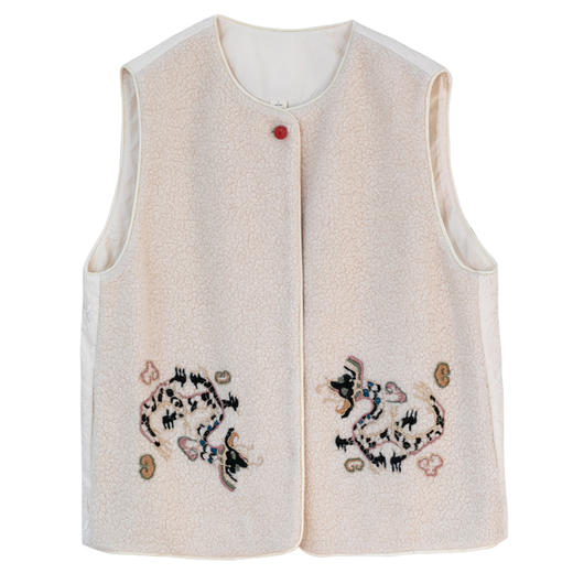 牧衣游原创 羊羔绒手绣马夹女冬季新款古朴民族风文艺开衫 又见海 商品图4