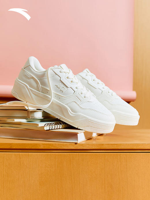 安踏C37女板鞋防滑运动休闲软底舒适板鞋时尚潮流休闲鞋122538022 象牙白-1 商品图6