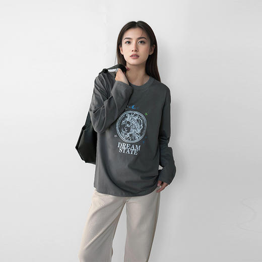 ⁷【下单立减89元两件】插画系列纯棉长袖T恤 韩系慵懒风 多款花色可选 ZX07-CR-HZJY 商品图2