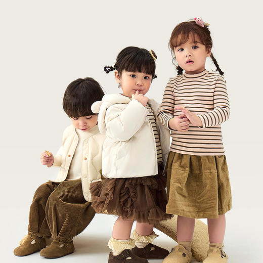 迷你巴拉亲子儿童男女童长袖T恤2025冬新一家三口高弹打底衫 商品图2