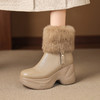 【预售5天】坡跟厚底马丁靴羊皮兔毛，侧拉链厚底加绒防水台短靴MWS1&N9851 商品缩略图1