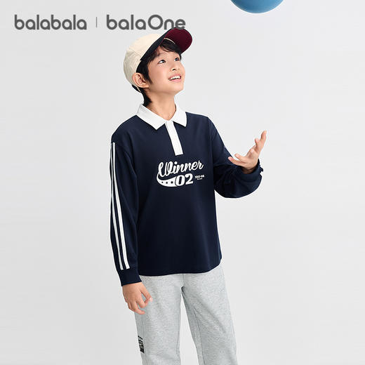 巴拉巴拉balaOne儿童长袖t恤男童女童2025新款秋装POLO衫撞色上衣 商品图1