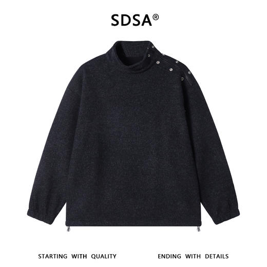 52028SDSA秋冬新款痞帅男装领口鸡眼拉链设计立领卫衣下摆松紧百搭休闲 商品图1