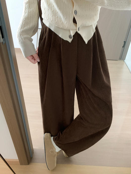 【YW】无忧购灯芯绒阔腿裤子女秋冬休闲高腰显瘦九分萝卜裤H-1989（截单后3-5天发货) 商品图3