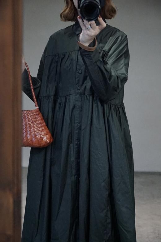 Casey Casey墨绿色衬衫长袖连衣裙 商品图3