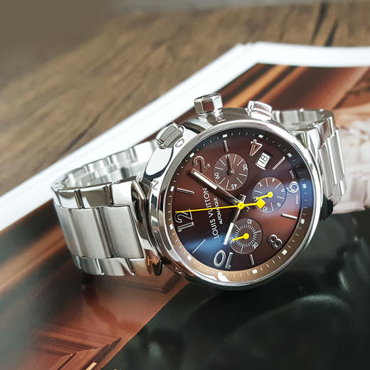【95新】LOUIS VUITTON 路易威登Q11215自动机械机芯日期显示、计时TAMBOUR系列41.5MM（男款）精钢131025NJS08 商品图5