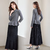 YBER618两件套连衣裙女长袖秋季新法式简约风珍珠圆领收腰气质百搭套装裙 商品缩略图2