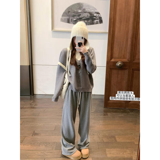 <曾小咸推荐> 灰色V领时尚毛衣女 商品图3