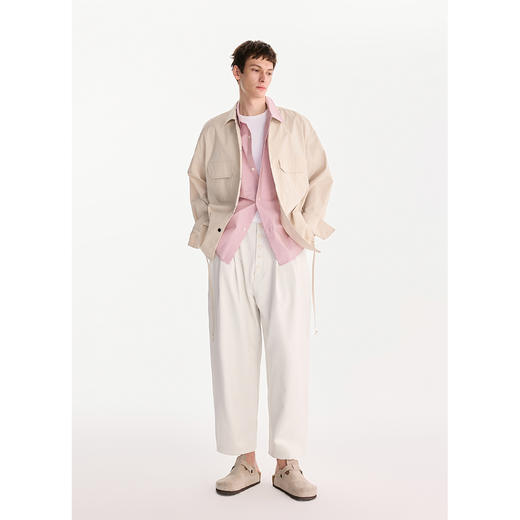 棉仓3621018006-【阁中雅士】落档门襟纽扣装饰九分日式休闲裤 商品图3