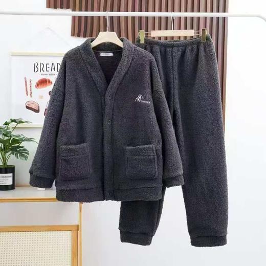 【YW】无忧购“清仓特价”男士半边绒纯色简约家居服保暖睡衣套装（截单后3-5天发货) 商品图0