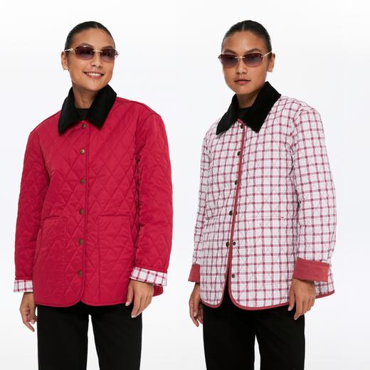 oneup菱形格子双面穿棉服 商品图1