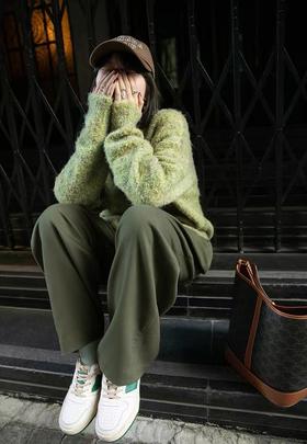 ACME新色绝美特定雪松绿460克磨毛直筒阔腿裤