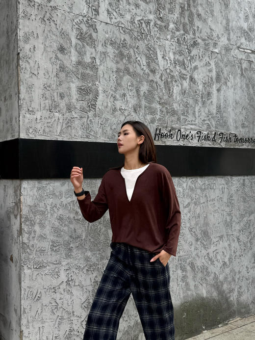 【撞色设计】噢蜜ooomeooo羊毛🦙宽松打底衫 商品图6