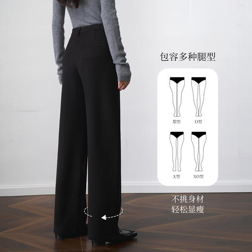 OLrain欧芮儿2025新款女秋季通勤舒适休闲直筒裤显瘦长裤黑色裤子 商品图1