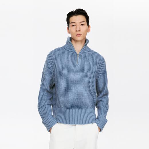 oneup羊毛粗针半拉链套头毛衣（男女同款） 商品图1