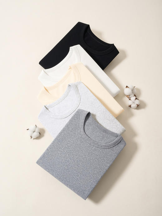 【U领加绒长袖t恤】秋冬新款 240g氨纶纱保暖内搭上衣 女生打底衫  商品图3