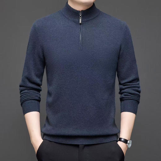 BWA10525 男士半拉链纯羊绒羊毛衫 商品图0