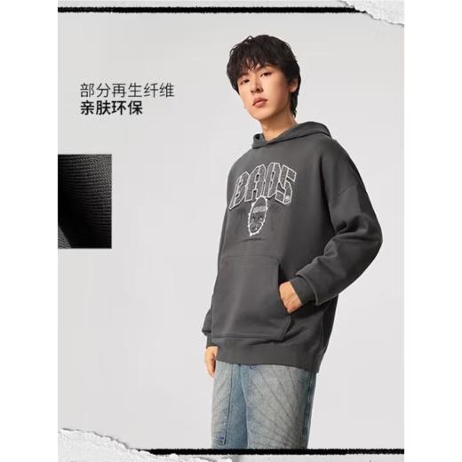 李宁男子2025秋季套头印花连帽运动上衣健身卫衣AWDV317-9 商品图1