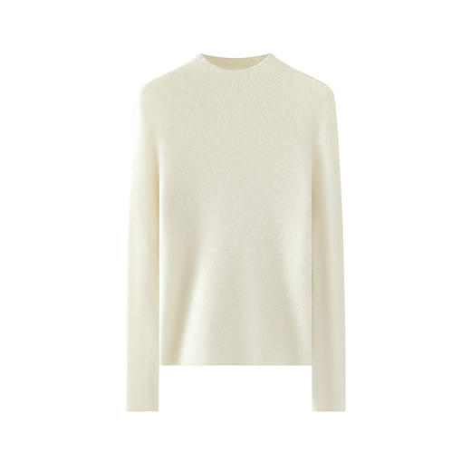 【清河羊毛羊绒专场】鹿展517 女款抽条半高领羊绒衫100%山羊绒 商品图1