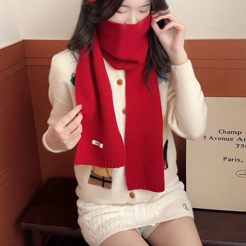 时尚搭配！西田の凉子 绵羊毛针织围巾 轻盈保暖 时尚百搭 8色可选