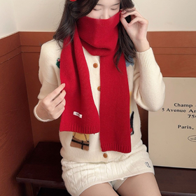时尚搭配！西田の凉子 绵羊毛针织围巾 轻盈保暖 时尚百搭 8色可选
