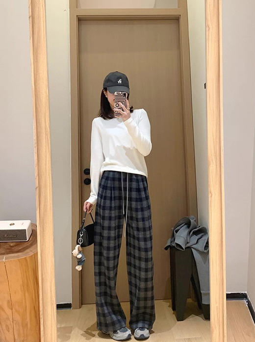 预售！对格工艺！一条过冬~！复古磨毛格纹裤加绒直筒阔腿裤 商品图10