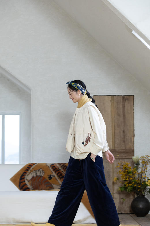 牧衣游原创 刺绣60支棉红嘴雁羽绒马夹蓬松保暖宽松百搭开衫 轻语 商品图5