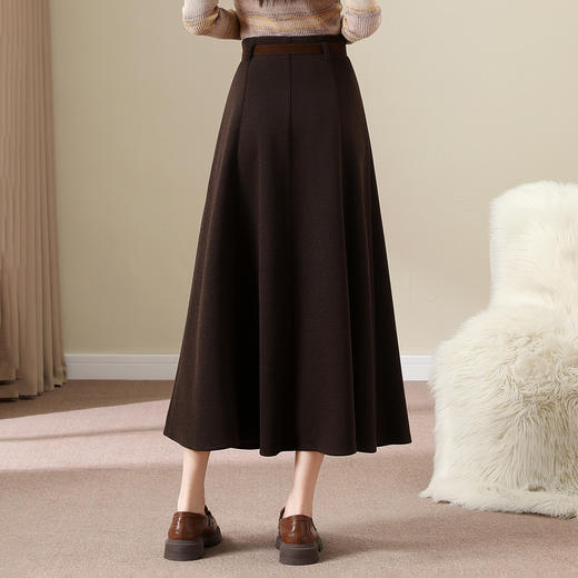 QYM M278-Y羊毛呢半身裙气质长裙高腰A字裙大摆裙 商品图2