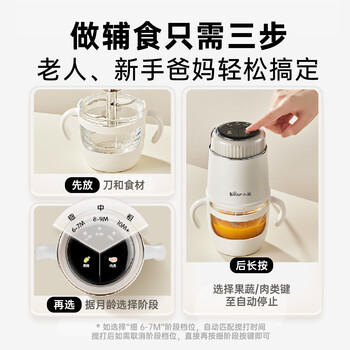 小熊（Bear）婴儿辅食料理机 分月龄打泥神器多功能料理机绞肉机 8叶单杯单刀 商品图8
