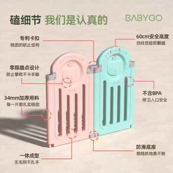 BG-BABYGO小熊的家游戏围栏室内地上婴儿爬爬垫护栏宝宝游乐园可折叠 12+2 商品图0