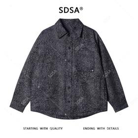 SDSA男士秋冬新款痞帅男装潮牌简约豹纹翻领棉服百搭宽松外套