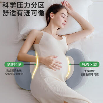 BabyWatch孕妇枕护腰侧睡枕托腹u型枕睡觉侧卧用品抱枕礼物黑科技硅胶粉 商品图1