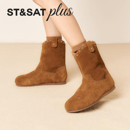 【泰迪系列】星期六复古铆钉巴洛克加绒堆堆靴SSD4118564 商品图5