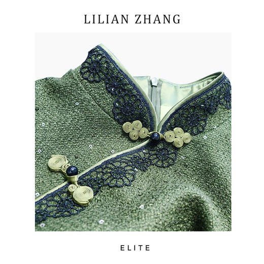 定制—静奢风—墨玉提梁—新中式墨绿东方韵味旗袍连袖连衣裙2501216 商品图2